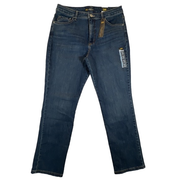 Lee Denim - Lee Jeans Relaxed Fit Straight Leg NWT Womens Sz 12 Short Blue High Rise Ellis